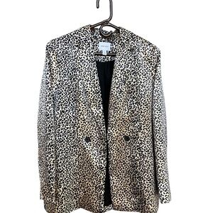 Nine West Black and Cream Animal Print Blazer